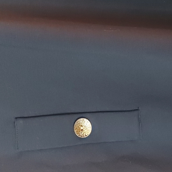 Eliza J V Neck Midi‎ Dress with Faux Front Pockets Zip Back Navy Size 2 - Picture 5 of 8